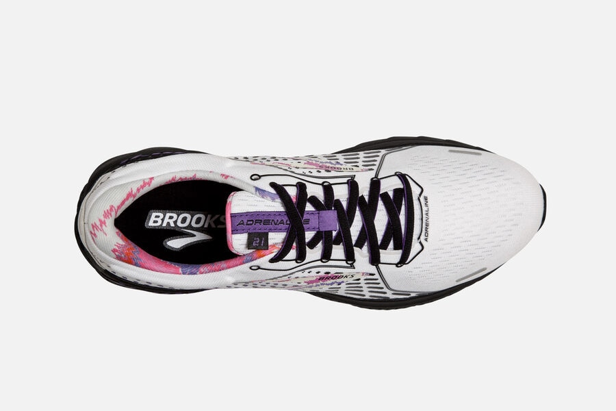 Brooks Adrenaline GTS 21 Road Running Shoes - Mens - White/Black/Purple - FO5947802